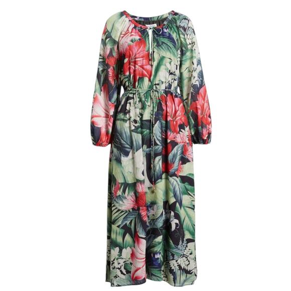 Tommy Bahama Celebration Tropical Floral Maxi Dress Green Size XXS - Picture 3 of 12